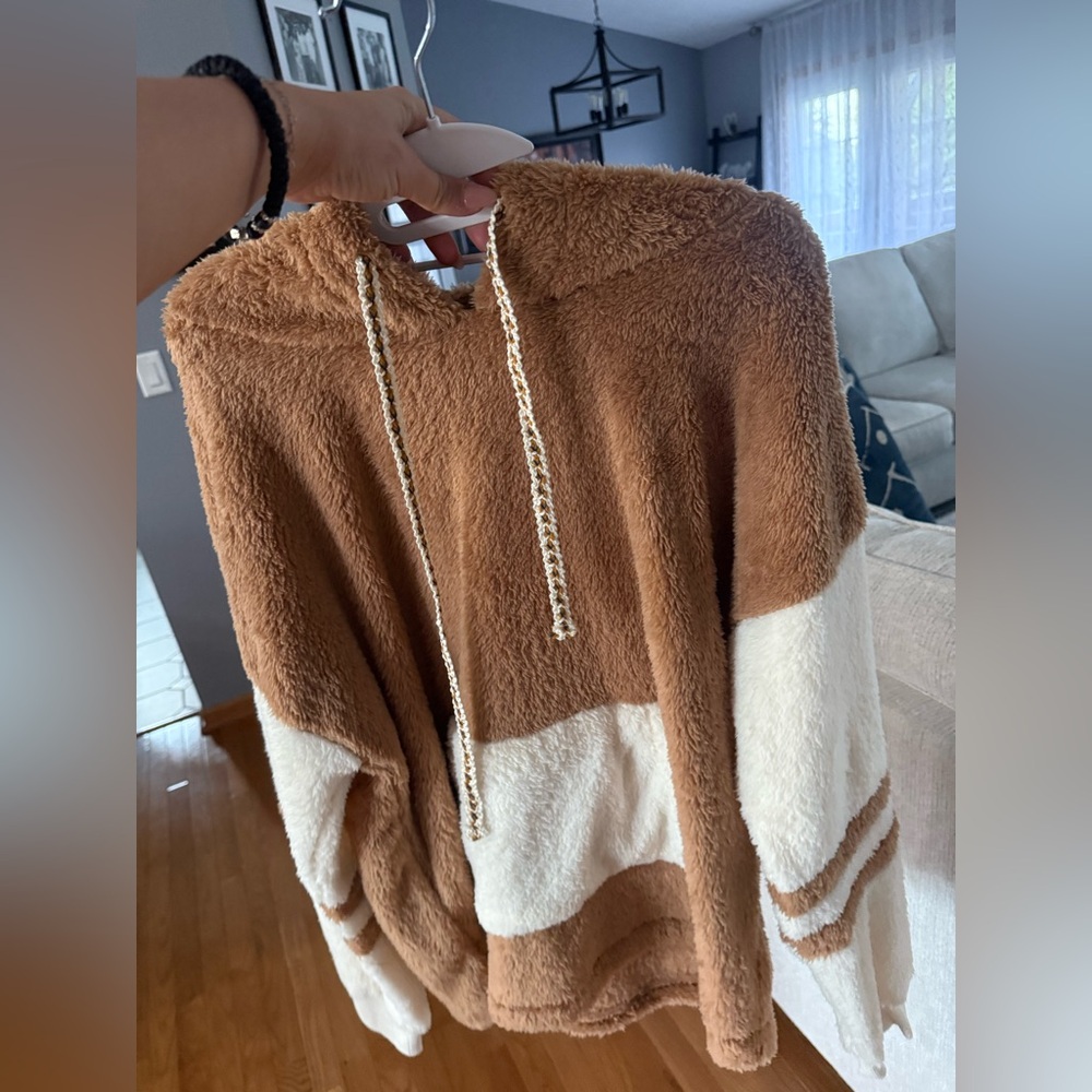 Cozy Brown and White Women's Sweater - Picture 1 of 10